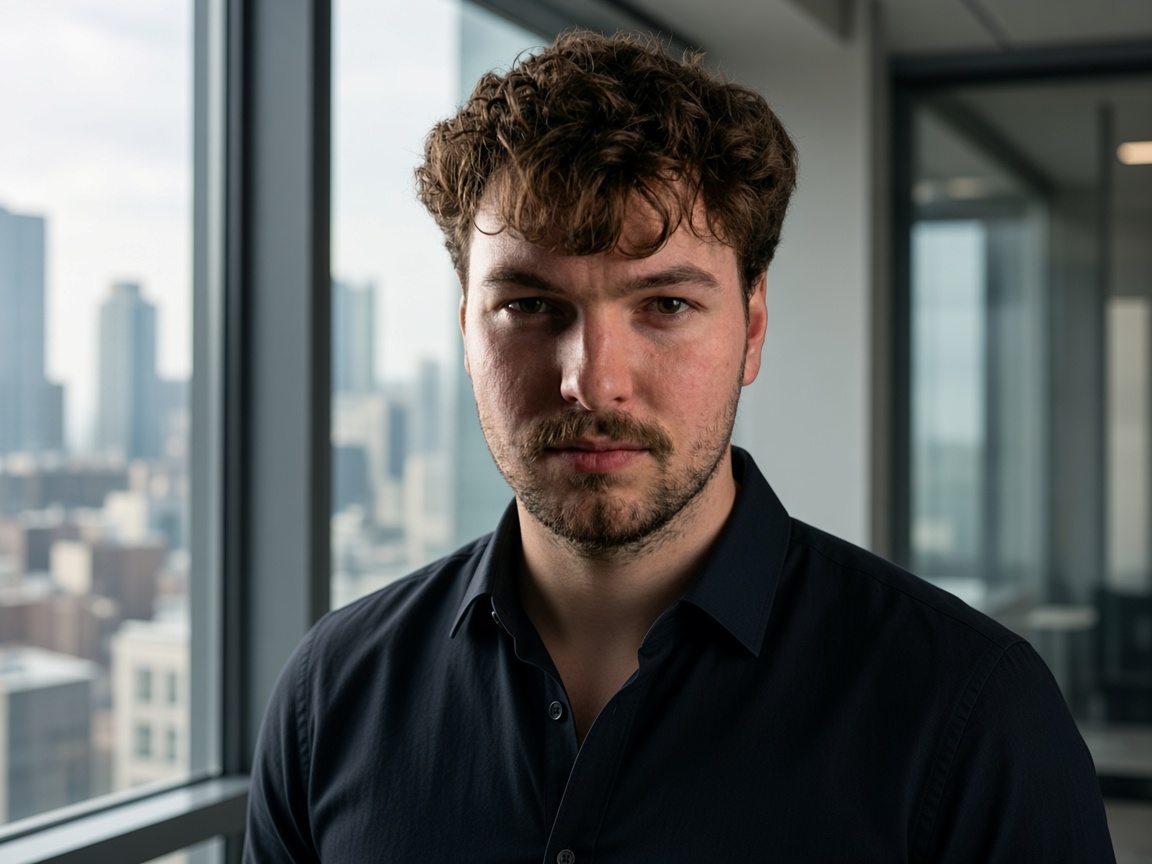 Mac Sweeny standing by an office window